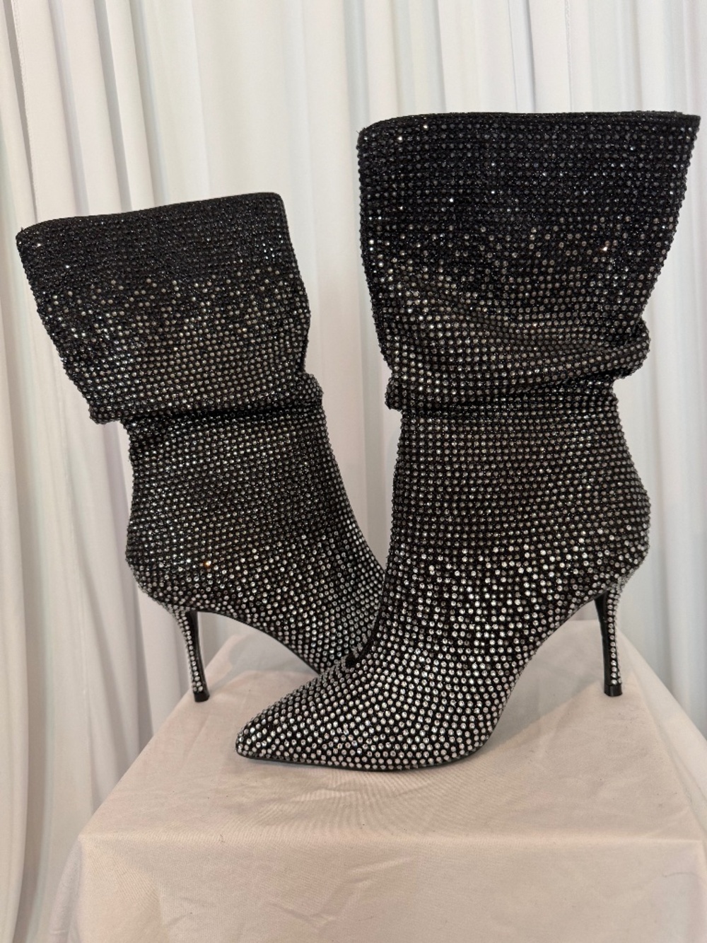 Thalia Sodi Raquell Rhinestone Stiletto Boots Black Ombre 8M NIB